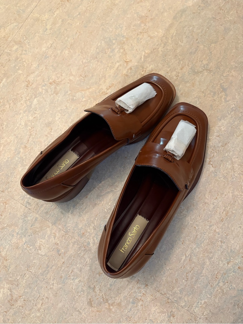 Franco Sarto Brown Leather Tassel Loafers